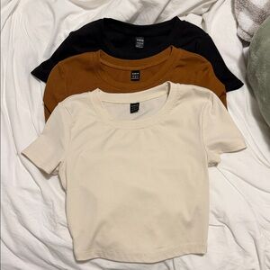 SHEIN Black, Brown, and Cream Crop Tops